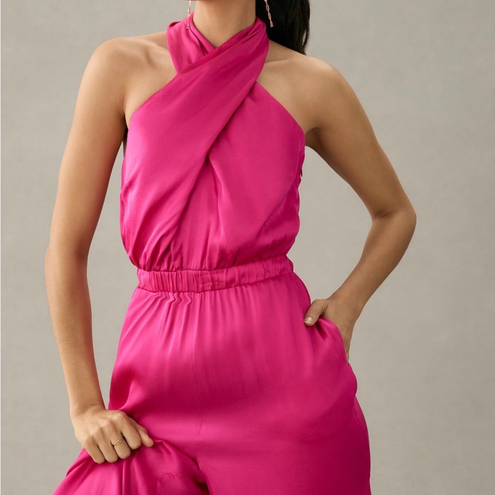 Anthropologie Dolan Pink Satin Jumpsuit Size Small